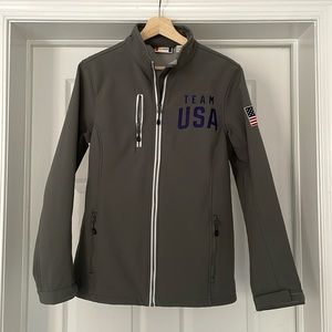 Women’s Grey fitted shell jacket. Size medium